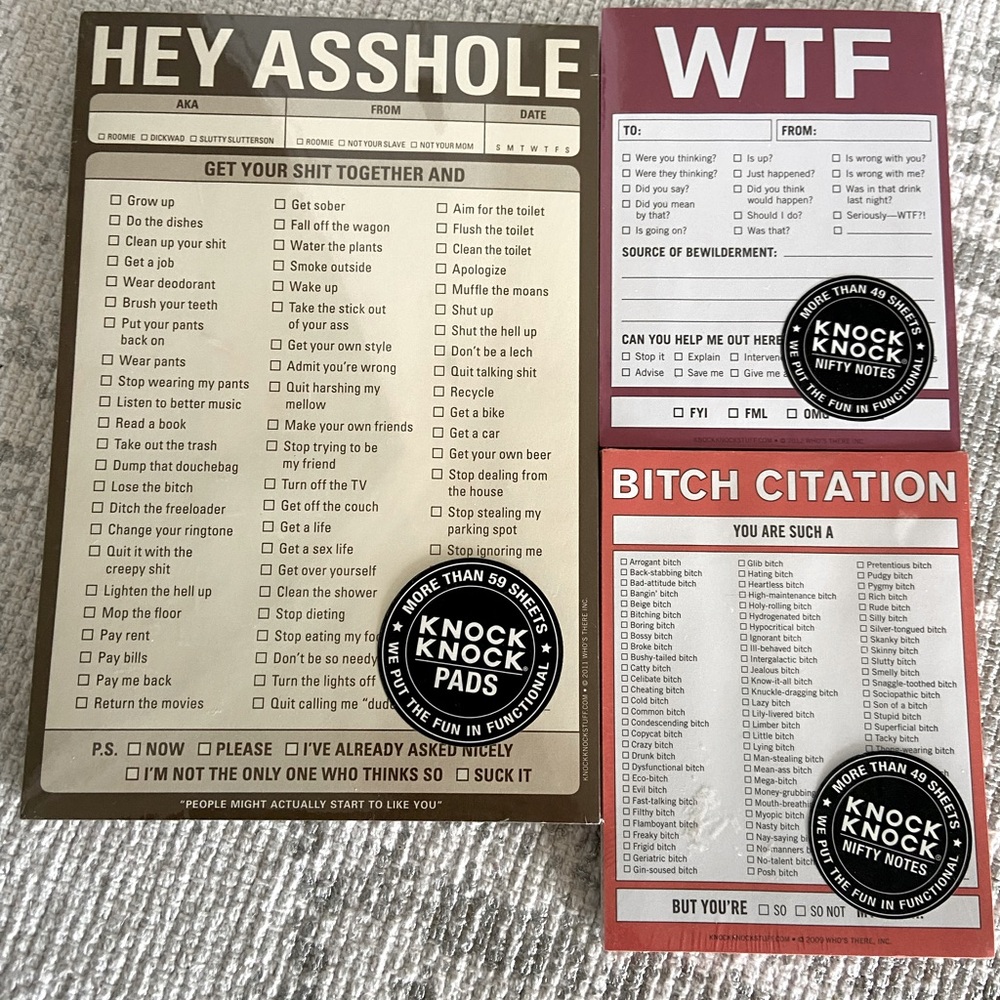 New adult notepads. If your office has a sense of humor these are perfect!